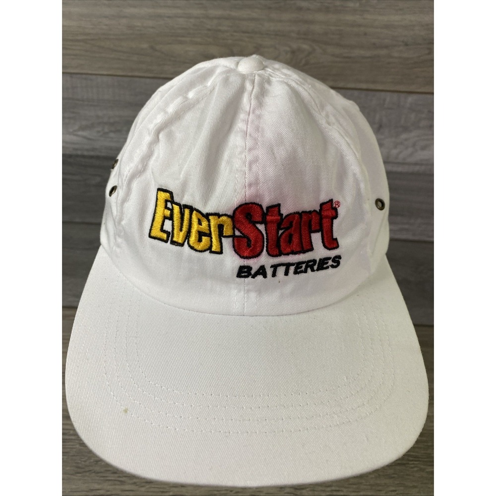 Vintage EverStart Batteries Walmart Hat White Adjustable Strapback Dad Cap Logo